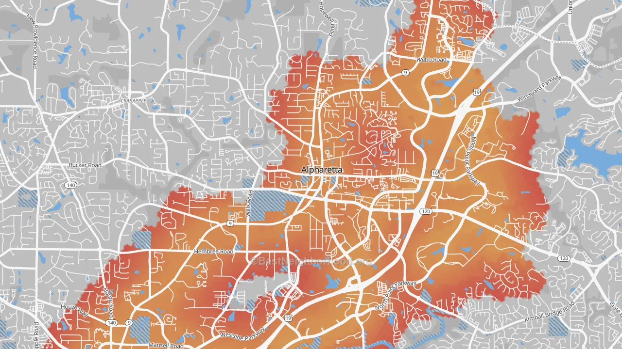 Transit Grade map of 30009, GA