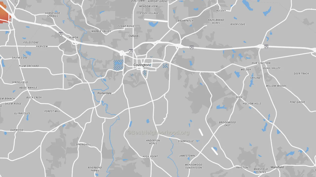 Transit Grade map of 30014, GA