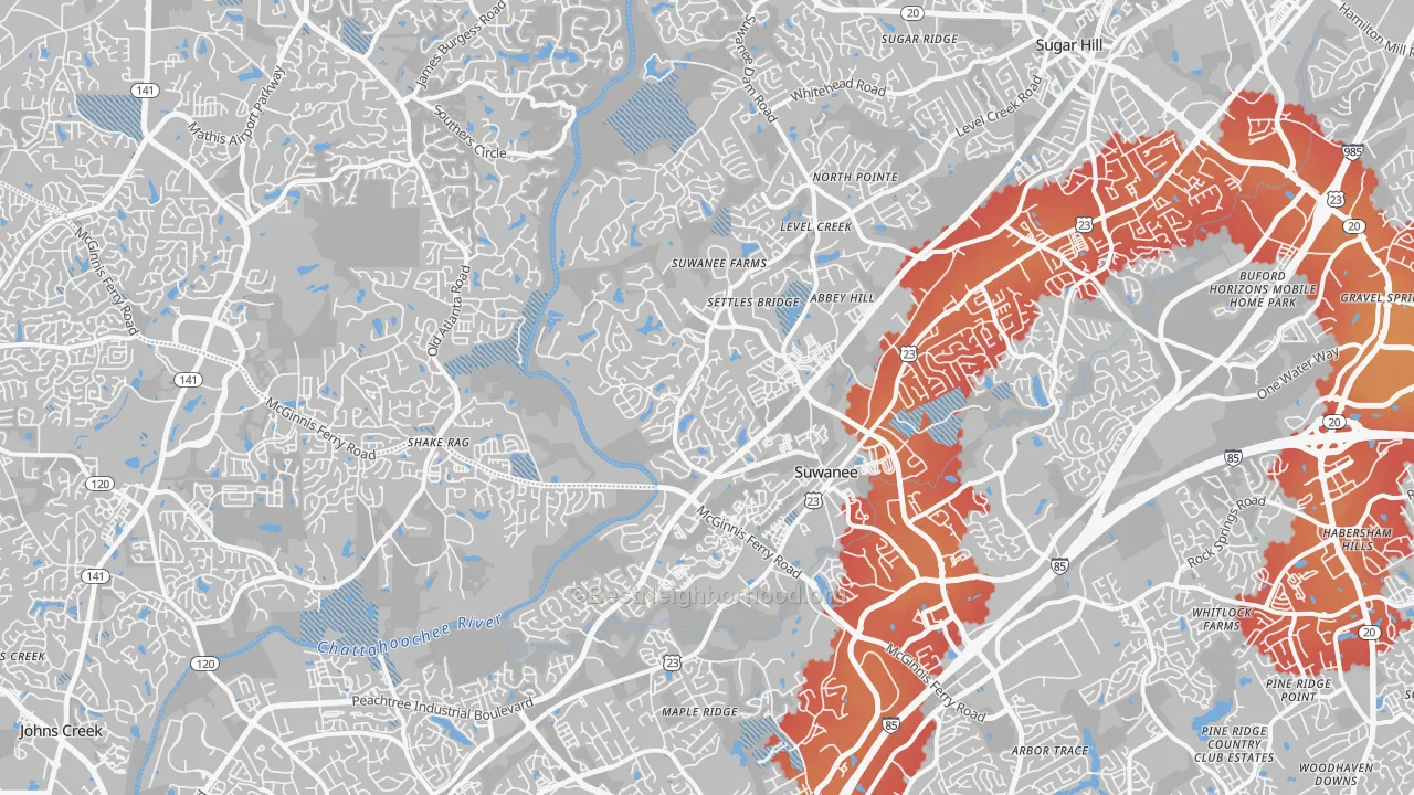 Transit Grade map of 30024, GA