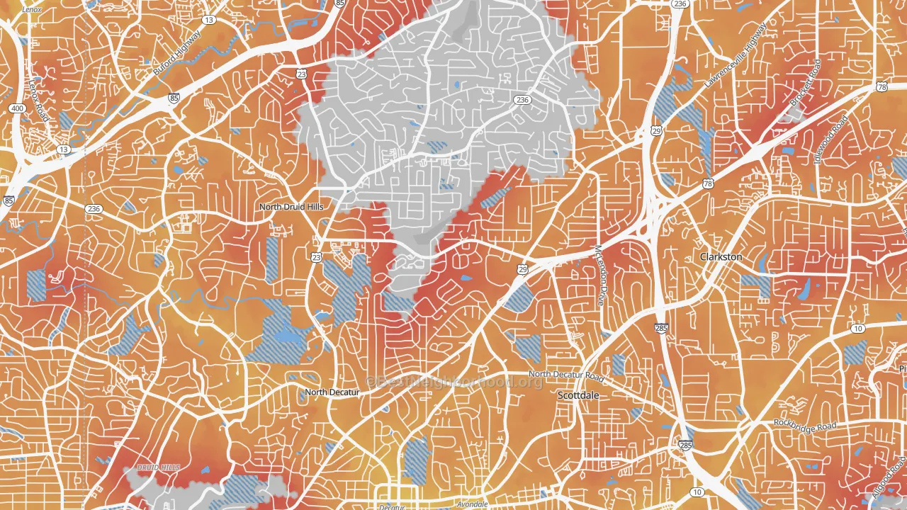 Transit Grade map of 30033, GA