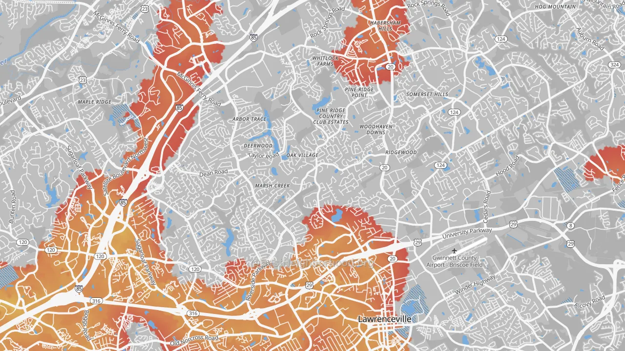 Transit Grade map of 30043, GA