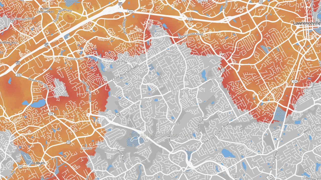 Transit Grade map of 30044, GA