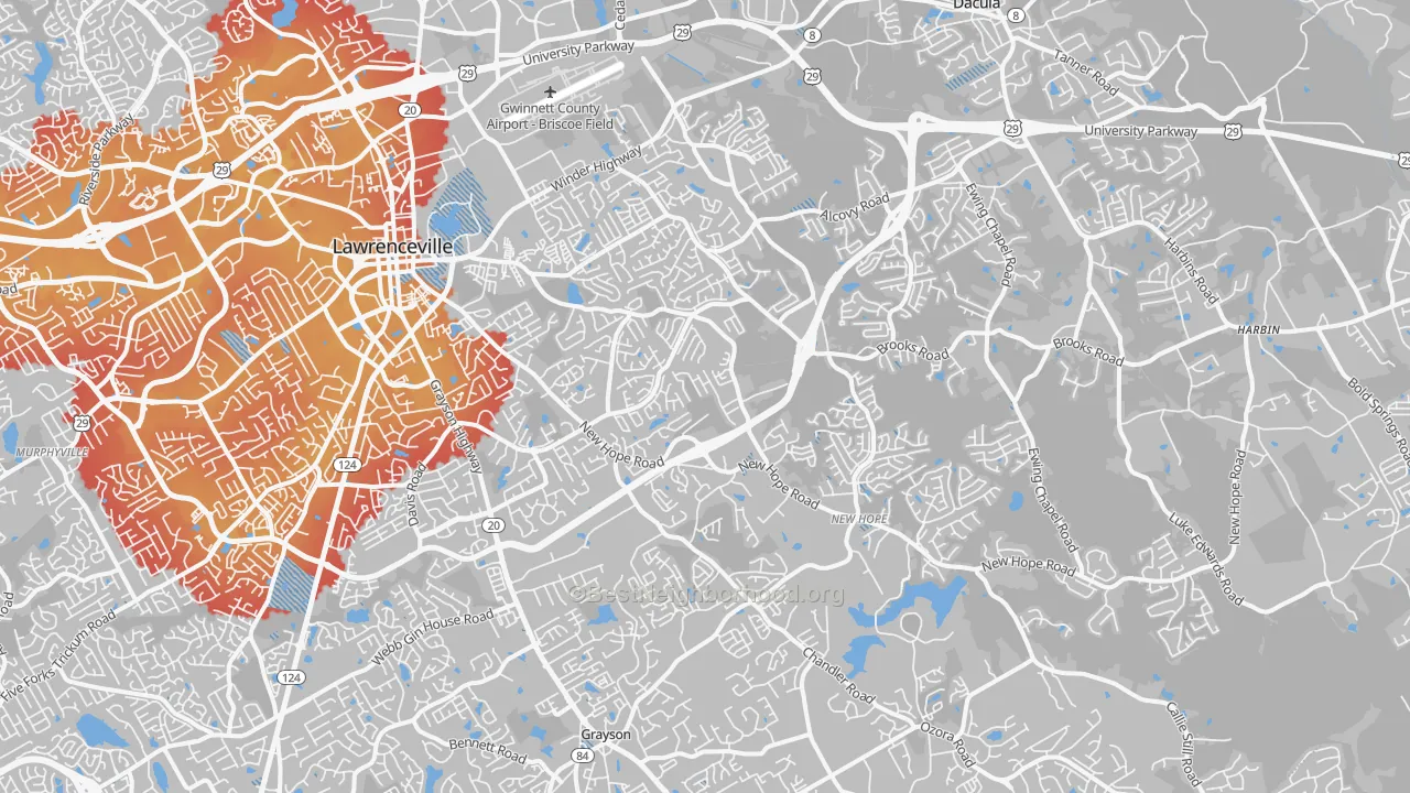 Transit Grade map of 30045, GA