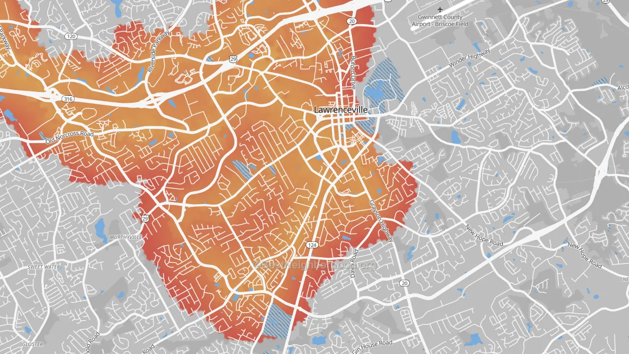 Transit Grade map of 30046, GA