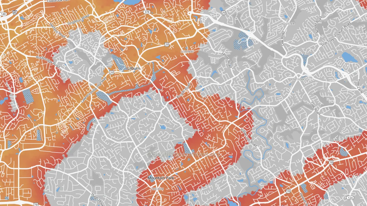 Transit Grade map of 30047, GA