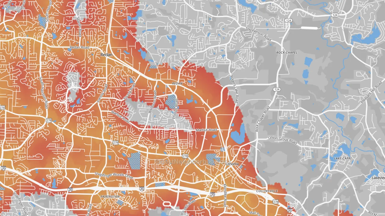 Transit Grade map of 30058, GA