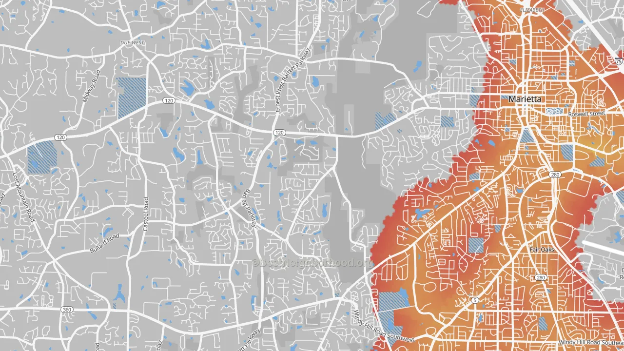Transit Grade map of 30064, GA