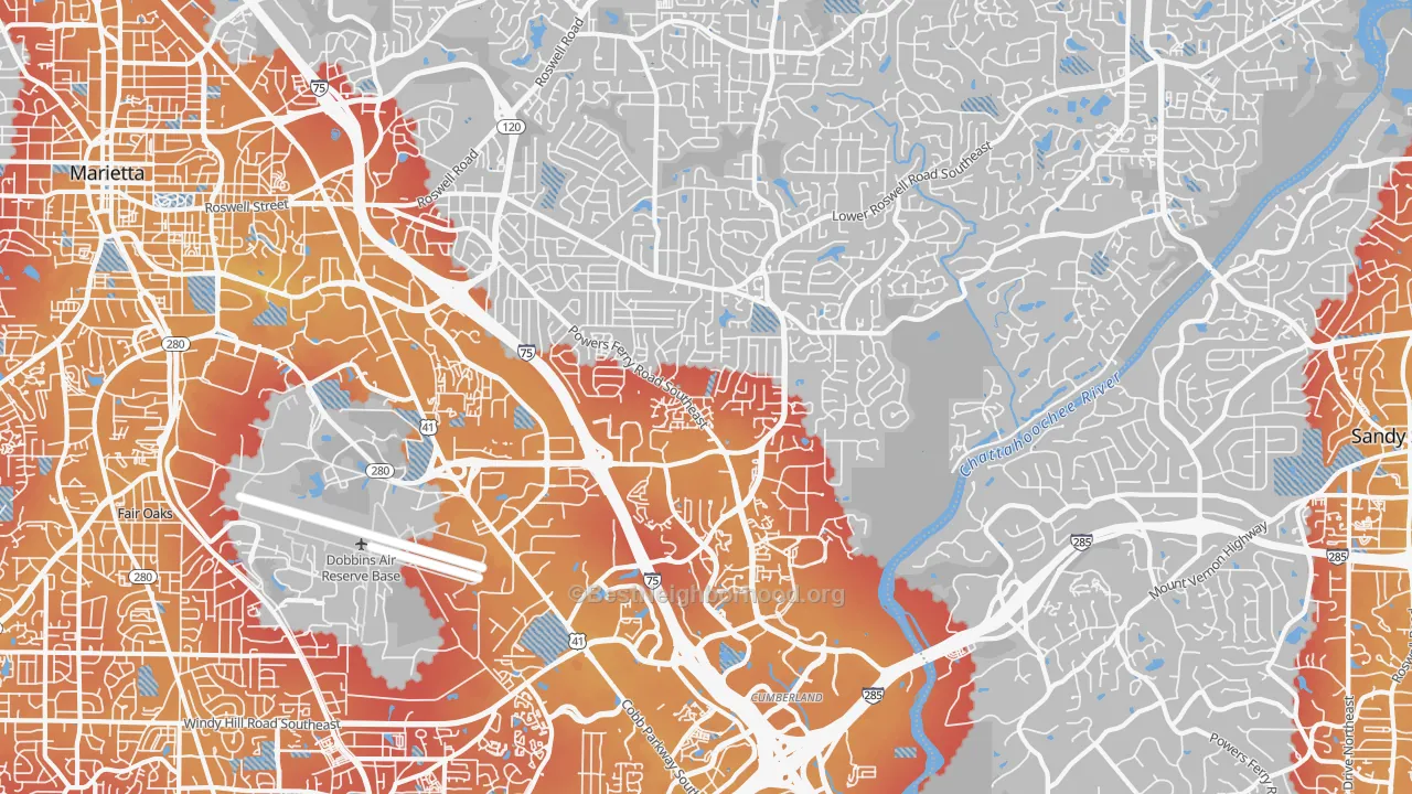 Transit Grade map of 30067, GA