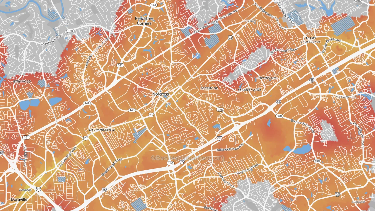 Transit Grade map of 30071, GA