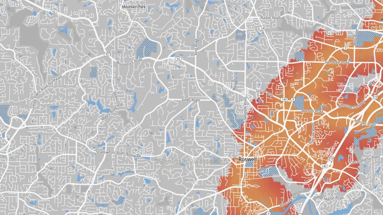 Transit Grade map of 30075, GA