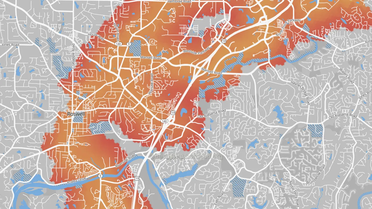 Transit Grade map of 30076, GA