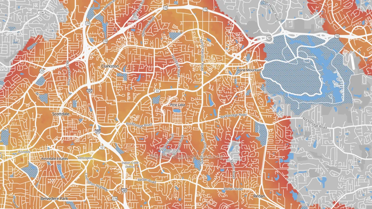 Transit Grade map of 30083, GA