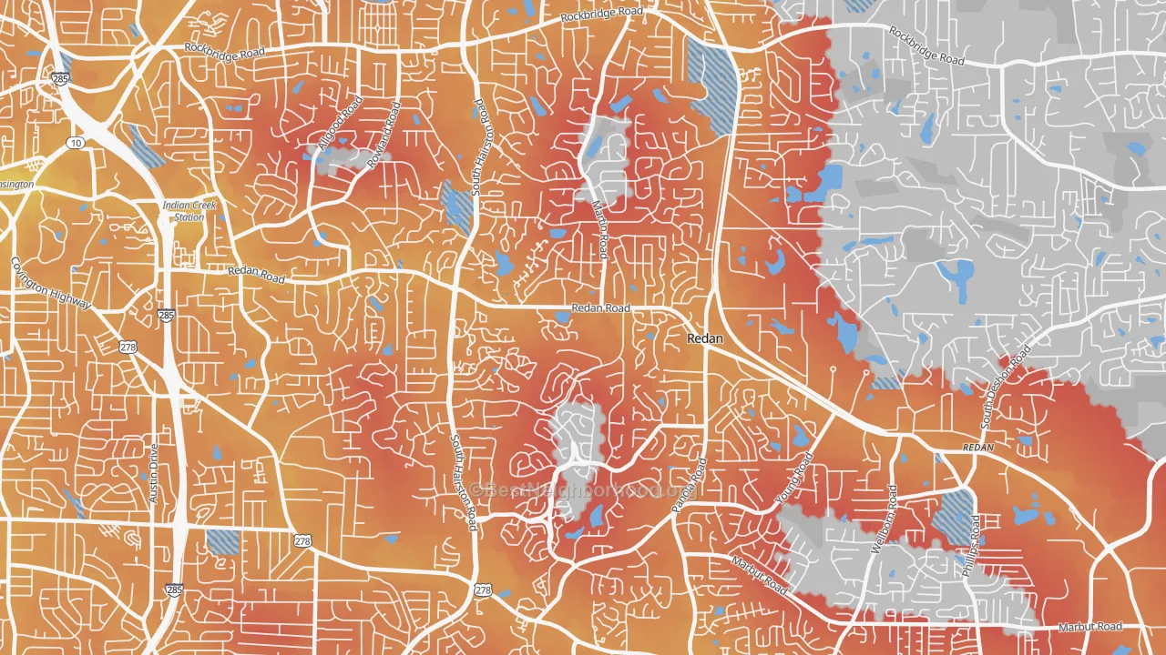 Transit Grade map of 30088, GA