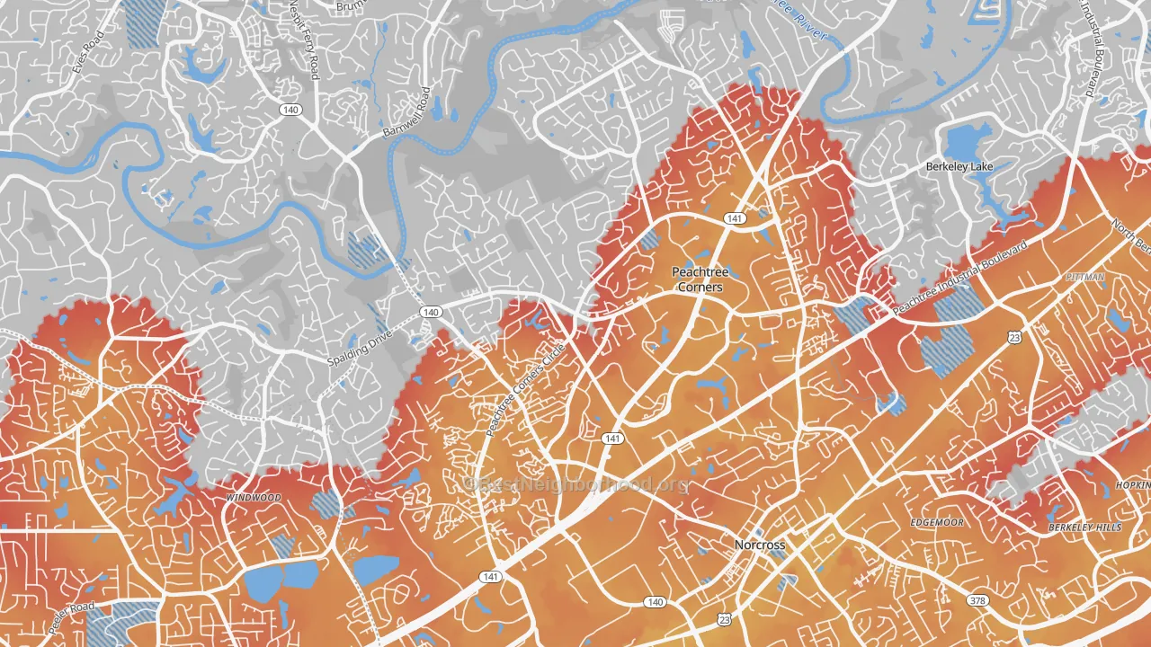 Transit Grade map of 30092, GA