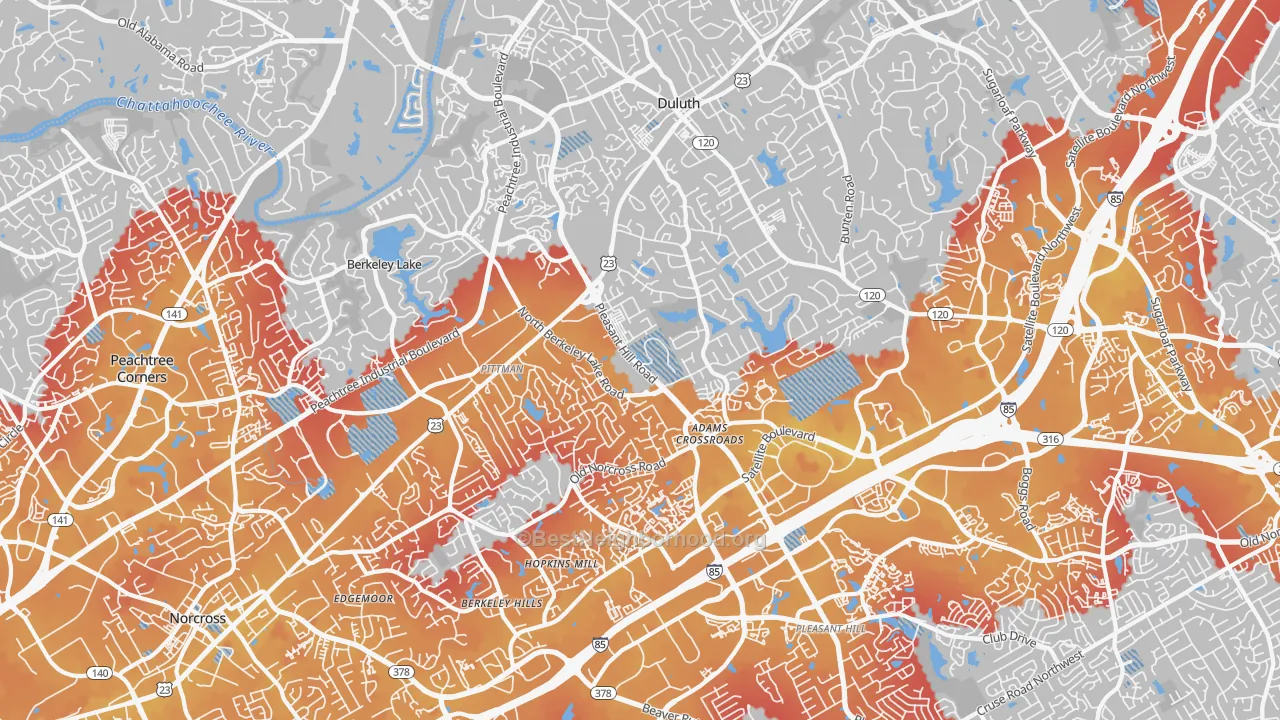 Transit Grade map of 30096, GA
