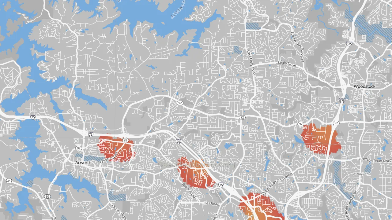 Transit Grade map of 30102, GA