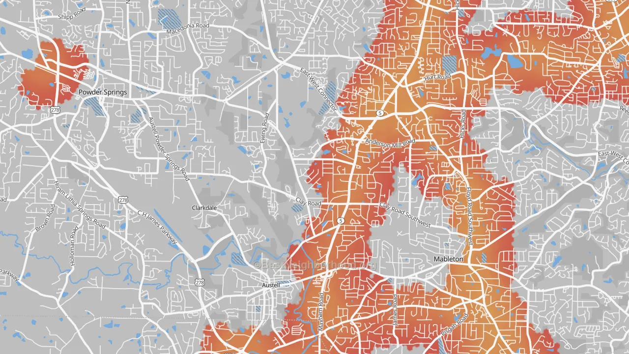 Transit Grade map of 30106, GA