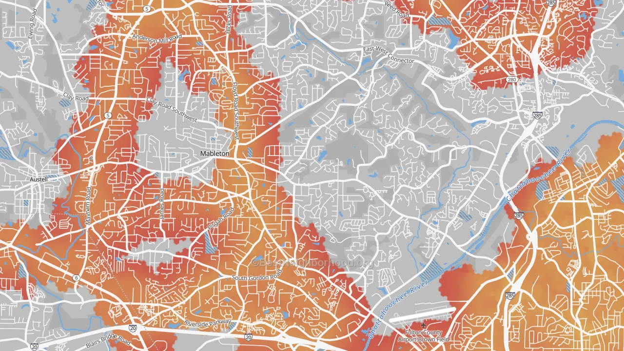 Transit Grade map of 30126, GA