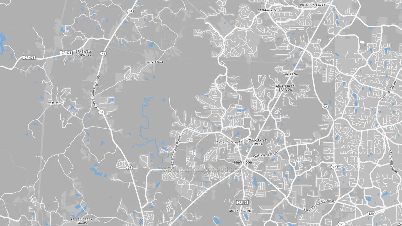 Transit Grade map of 30132, GA