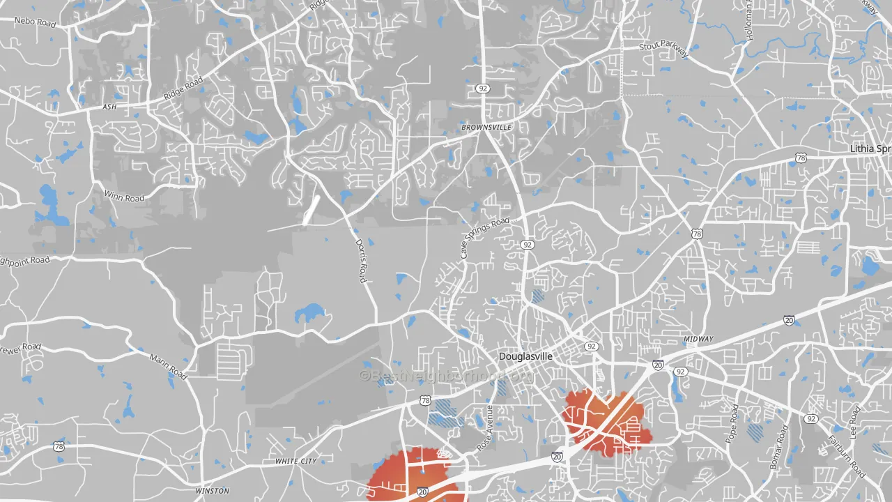 Transit Grade map of 30134, GA