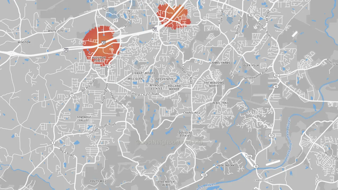 Transit Grade map of 30135, GA