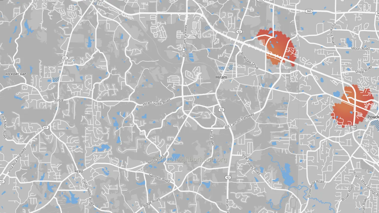 Transit Grade map of 30141, GA