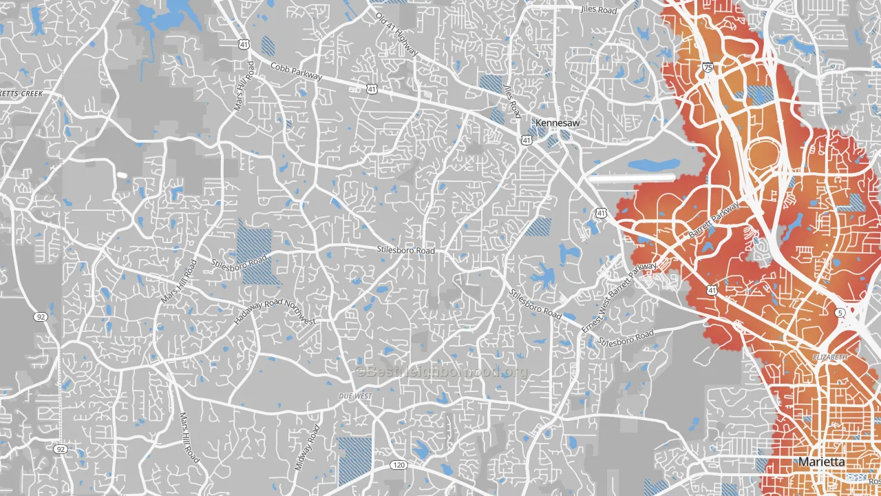 Transit Grade map of 30152, GA