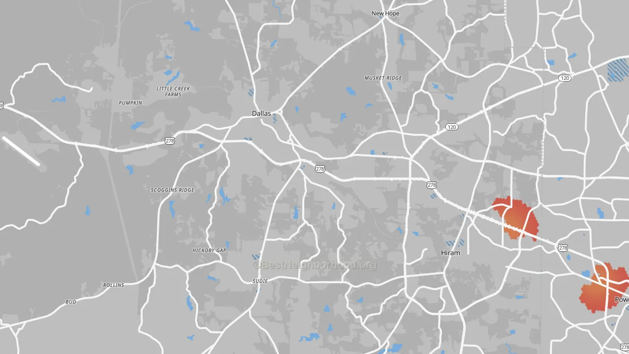 Transit Grade map of 30157, GA