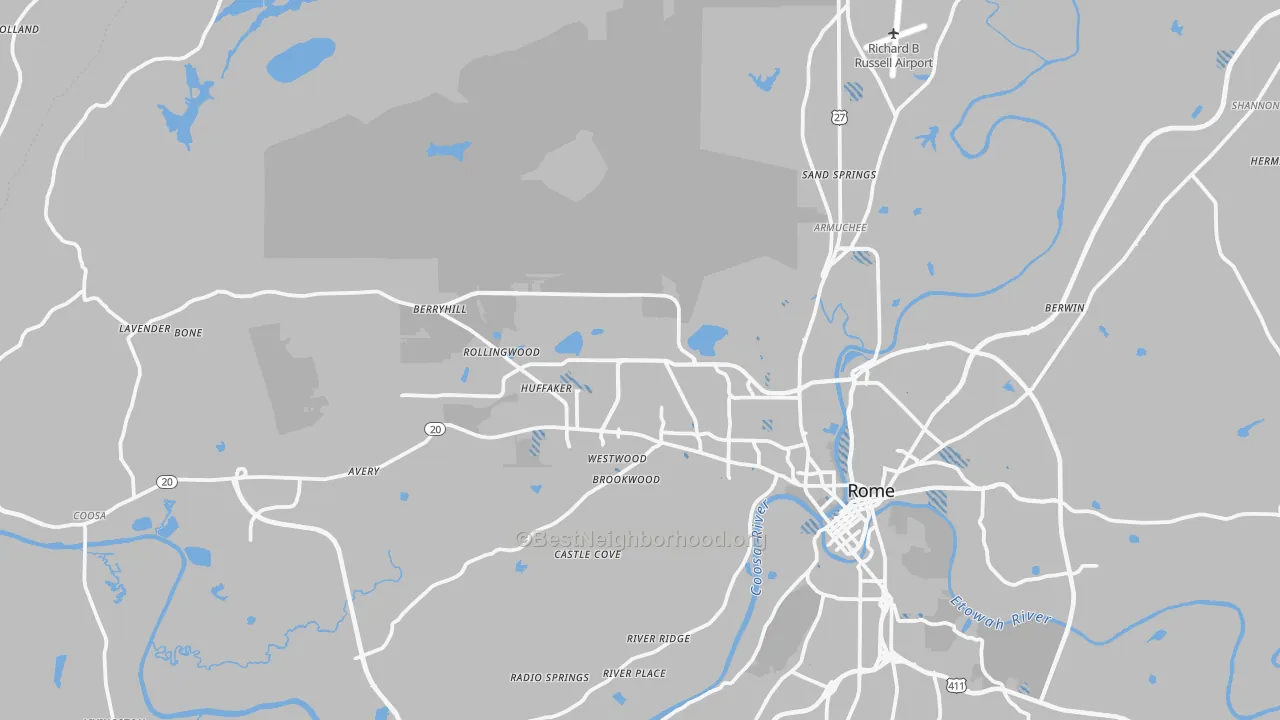 Transit Grade map of 30165, GA