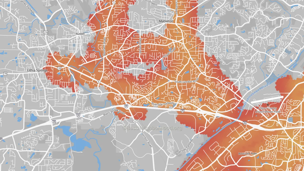 Transit Grade map of 30168, GA