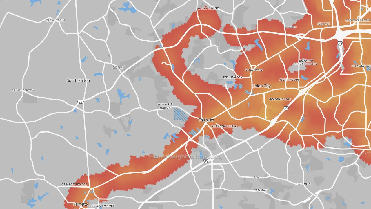 Transit Grade map of 30213, GA