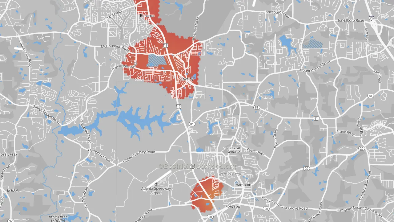 Transit Grade map of 30228, GA