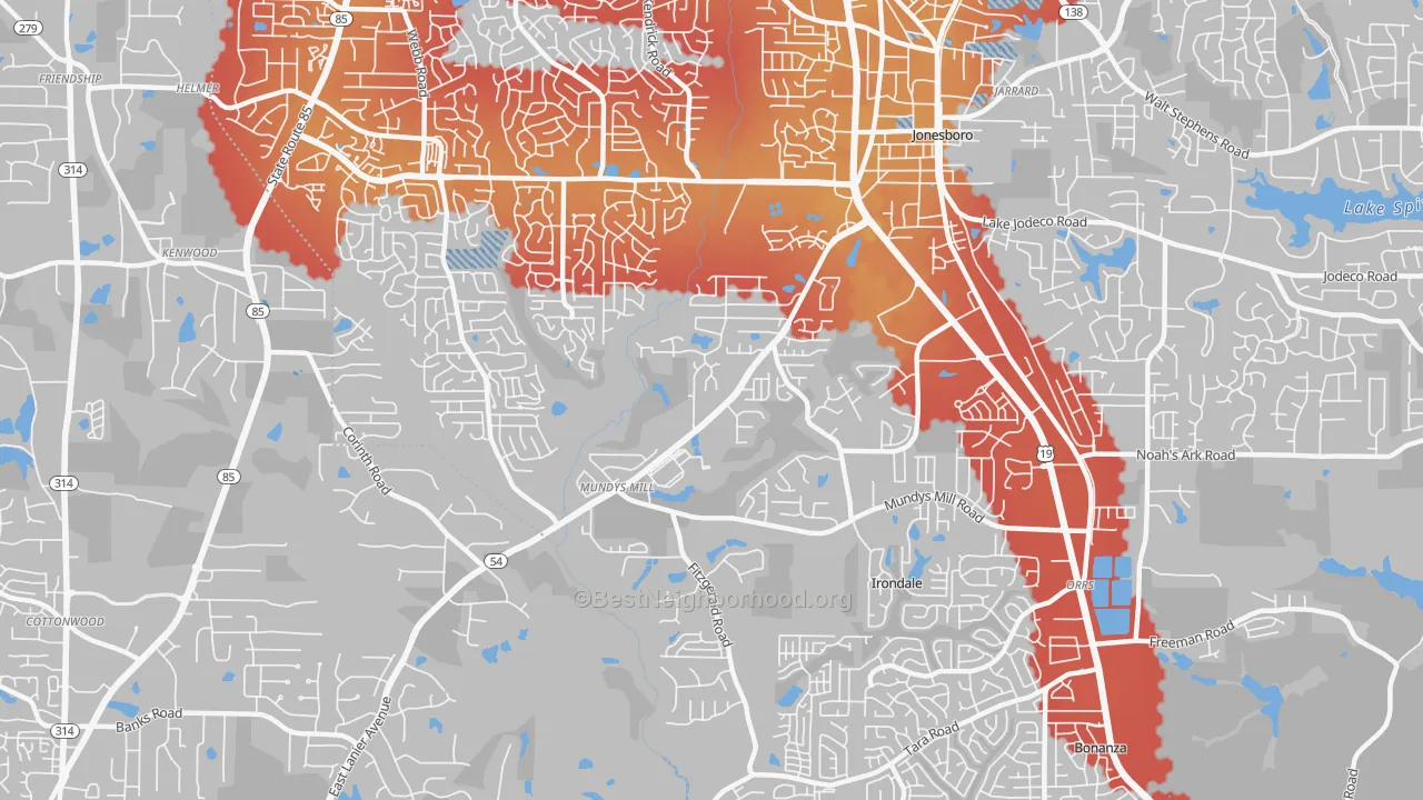 Transit Grade map of 30238, GA