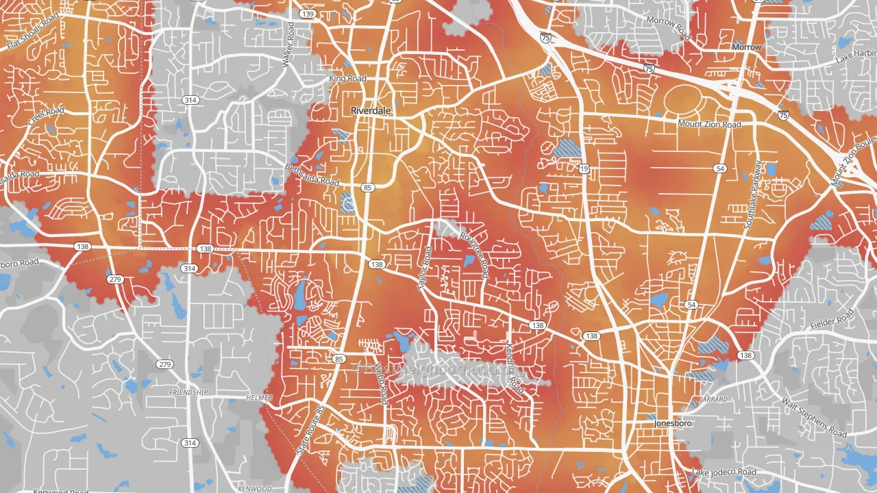 Transit Grade map of 30274, GA
