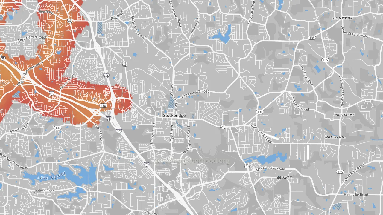 Transit Grade map of 30281, GA