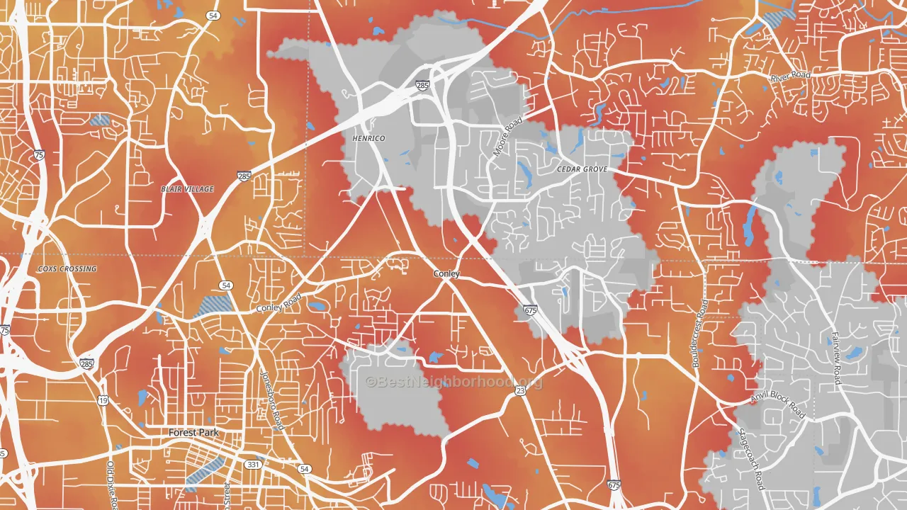 Transit Grade map of 30288, GA
