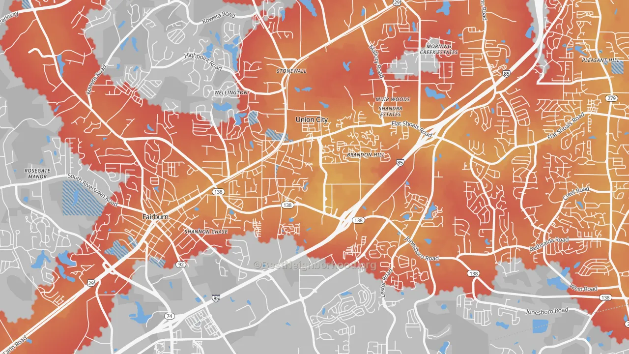 Transit Grade map of 30291, GA