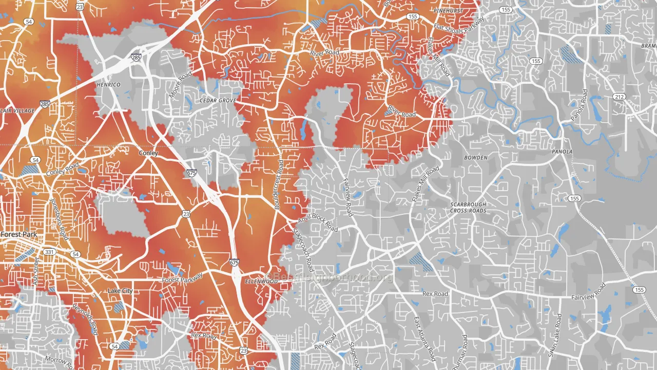Transit Grade map of 30294, GA
