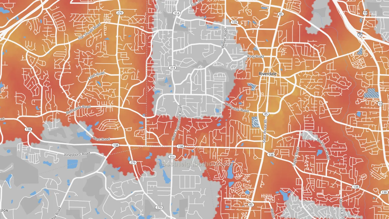 Transit Grade map of 30296, GA