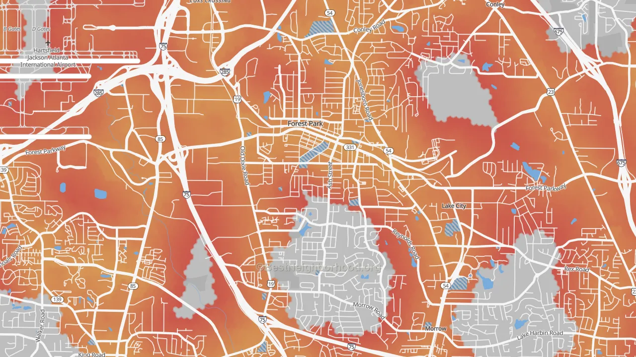 Transit Grade map of 30297, GA