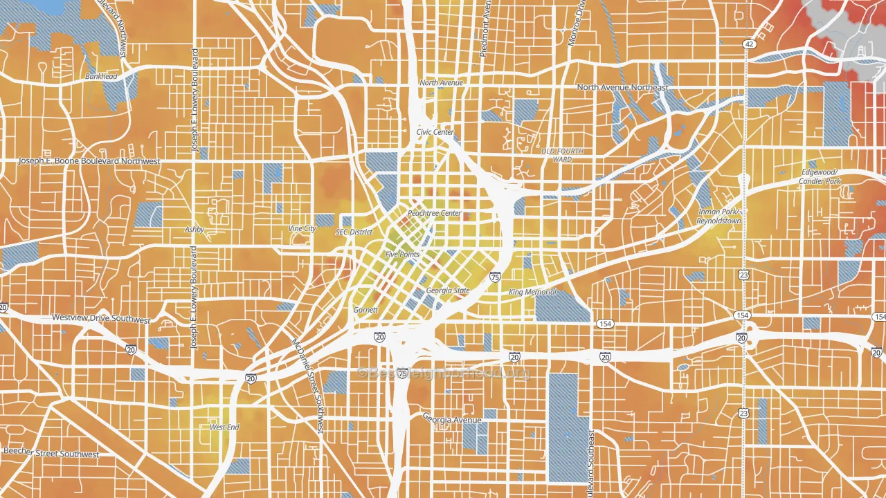 Transit Grade map of 30303, GA