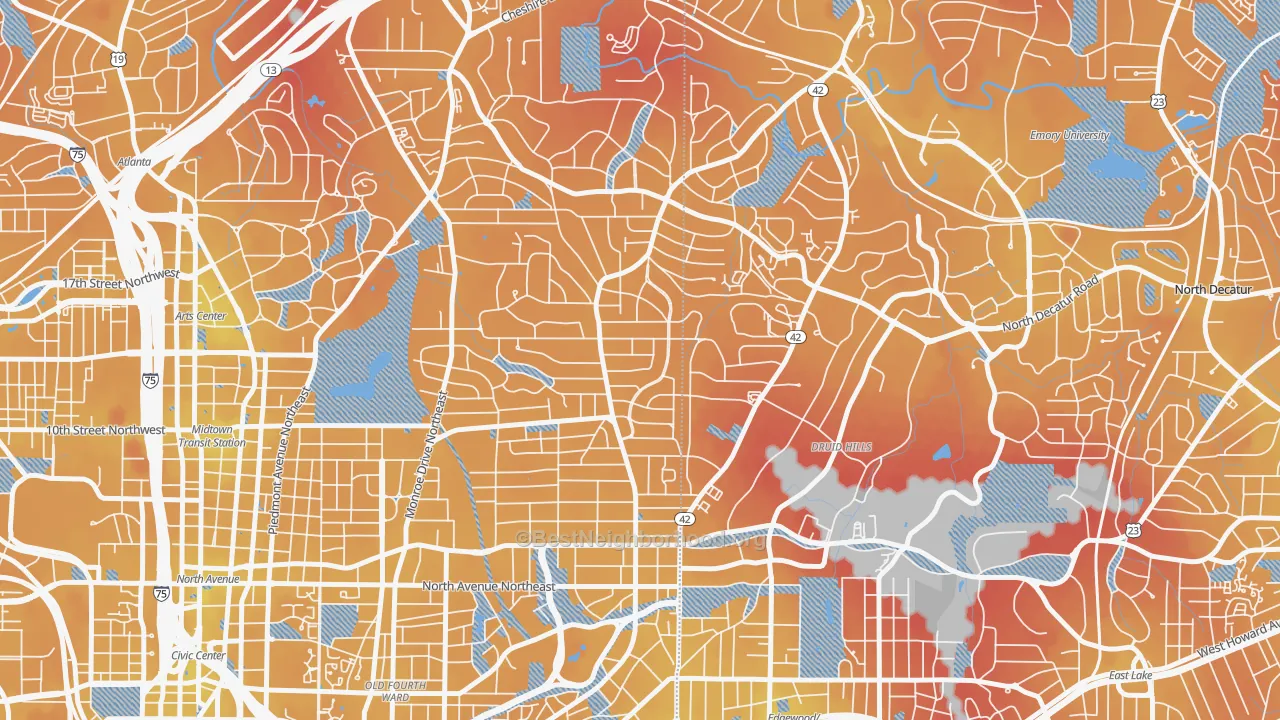 Transit Grade map of 30306, GA