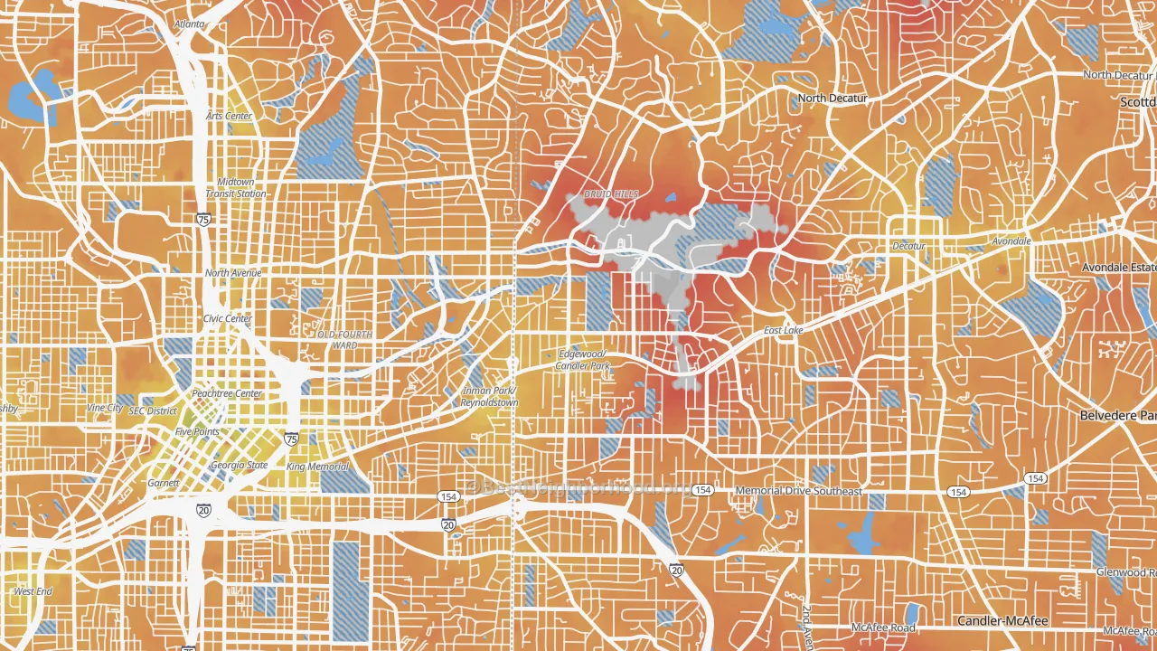 Transit Grade map of 30307, GA