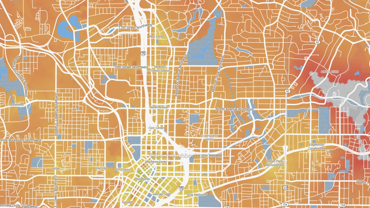 Transit Grade map of 30308, GA