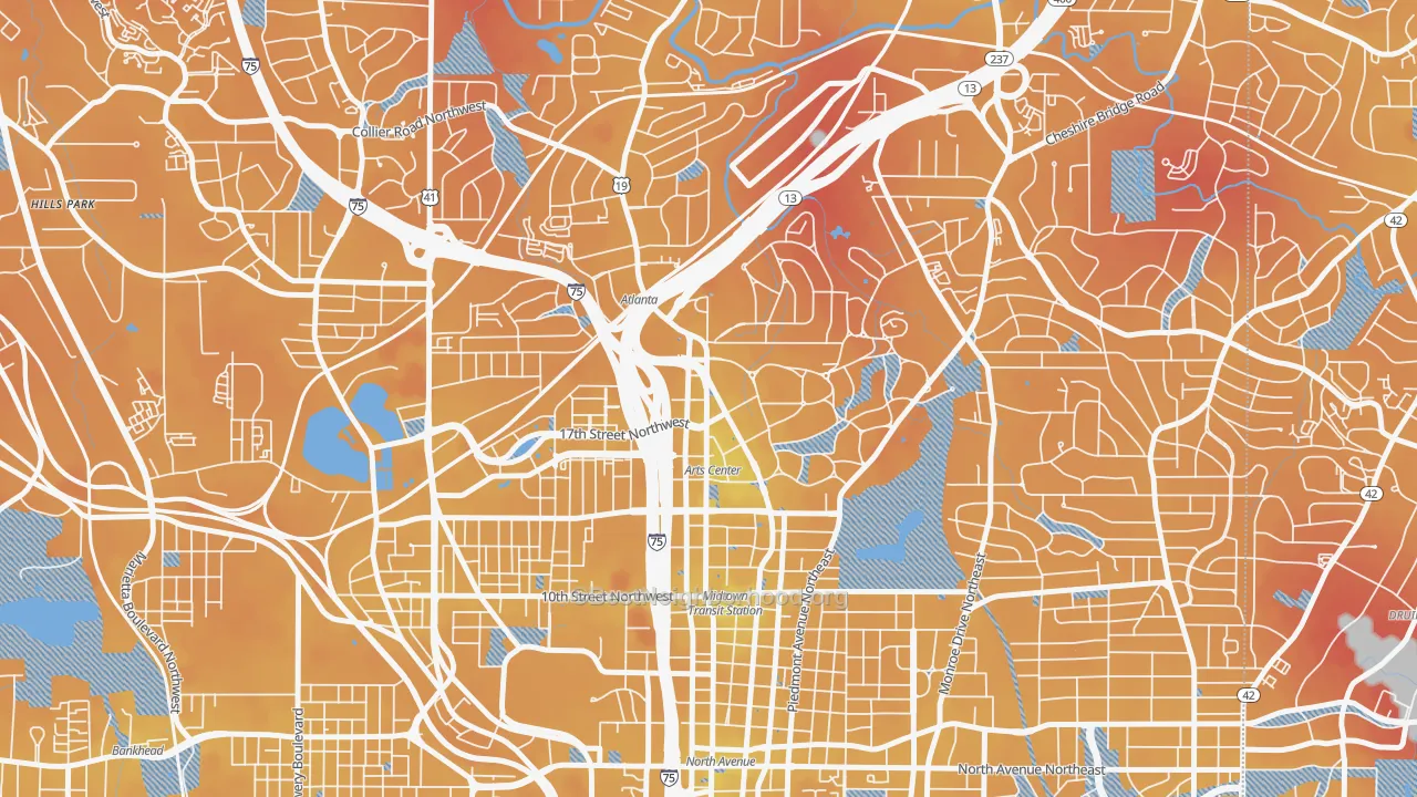 Transit Grade map of 30309, GA