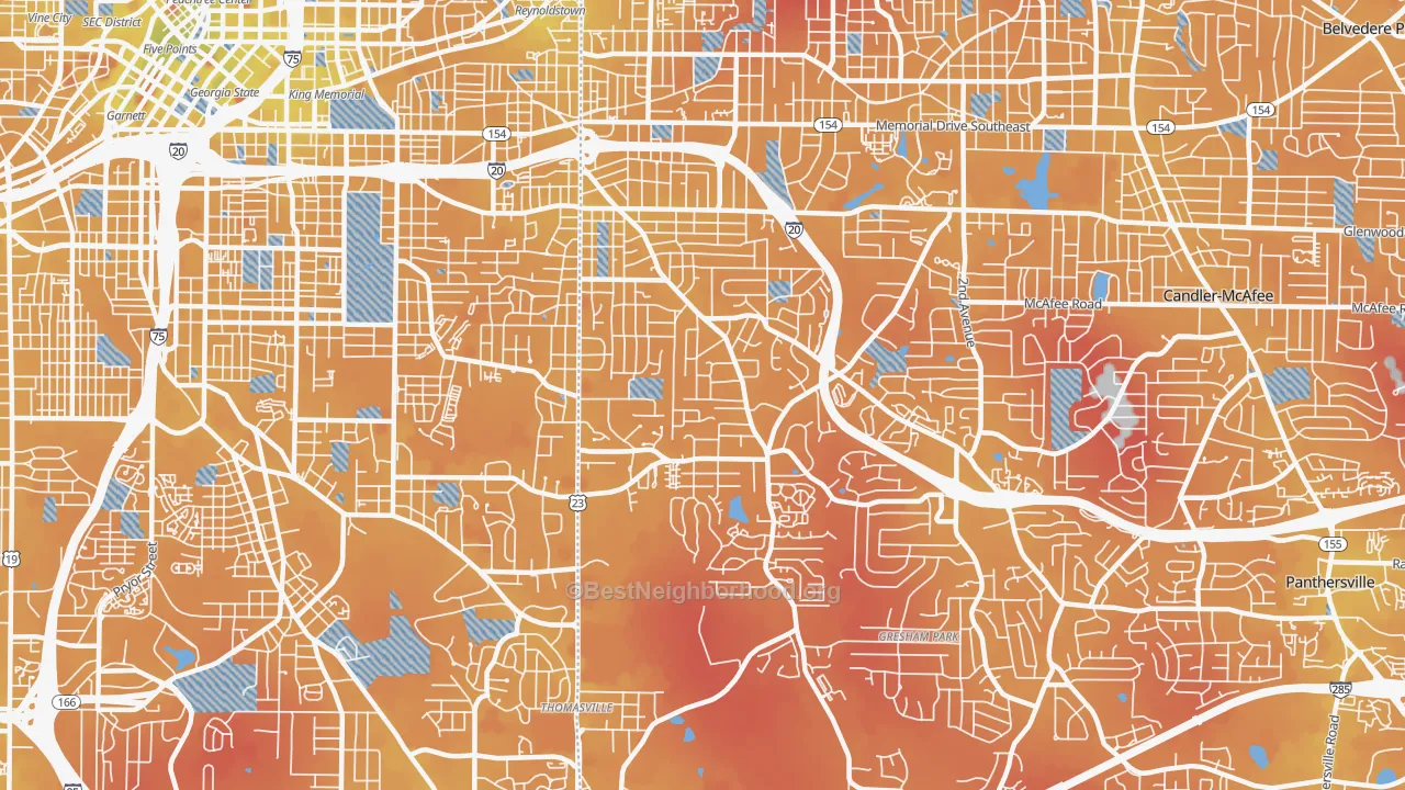 Transit Grade map of 30316, GA