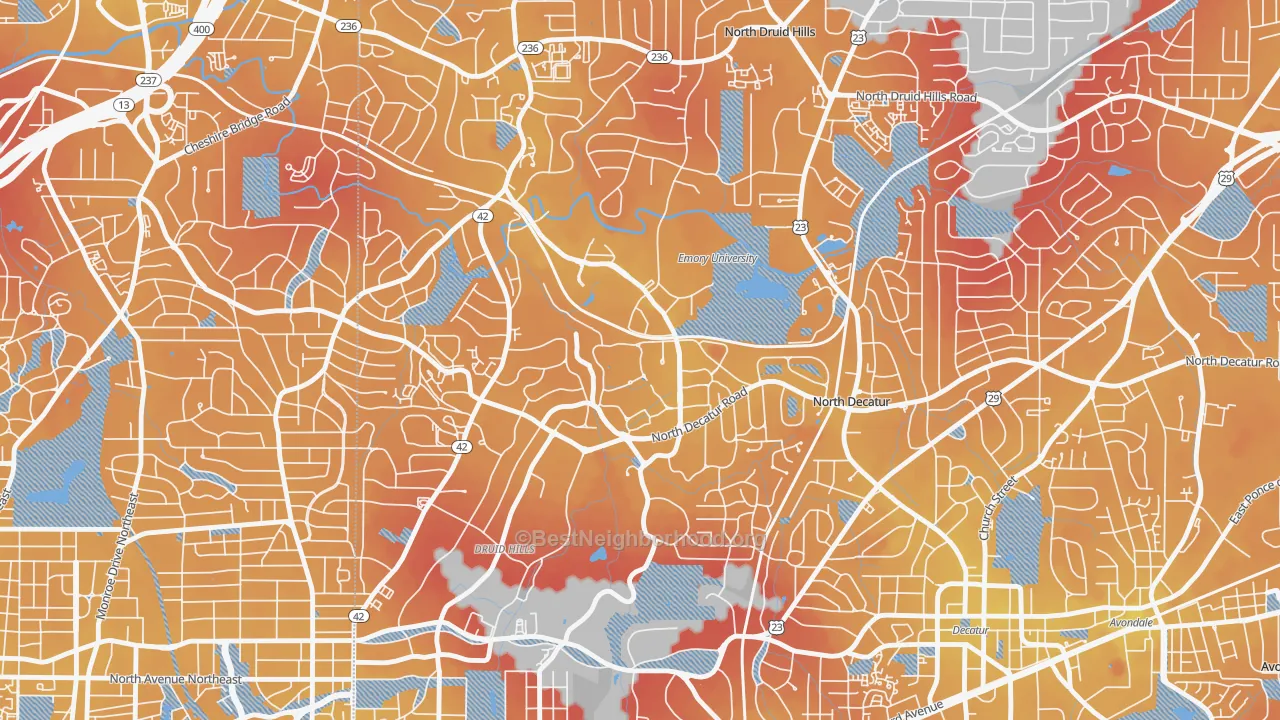 Transit Grade map of 30322, GA