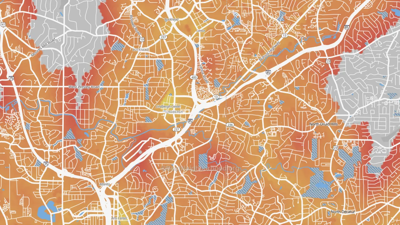 Transit Grade map of 30324, GA