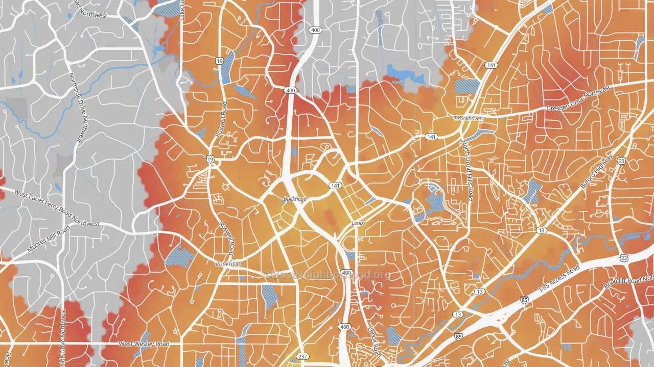 Transit Grade map of 30326, GA