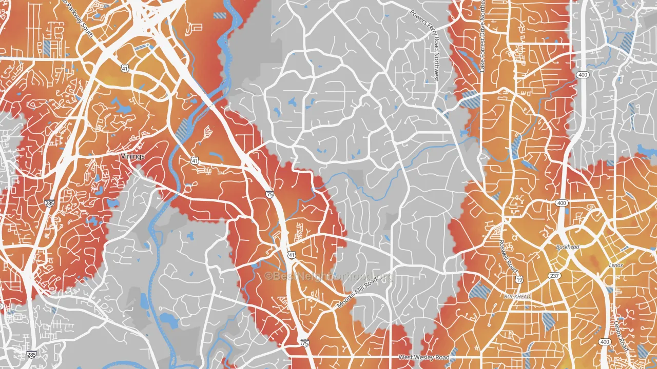 Transit Grade map of 30327, GA
